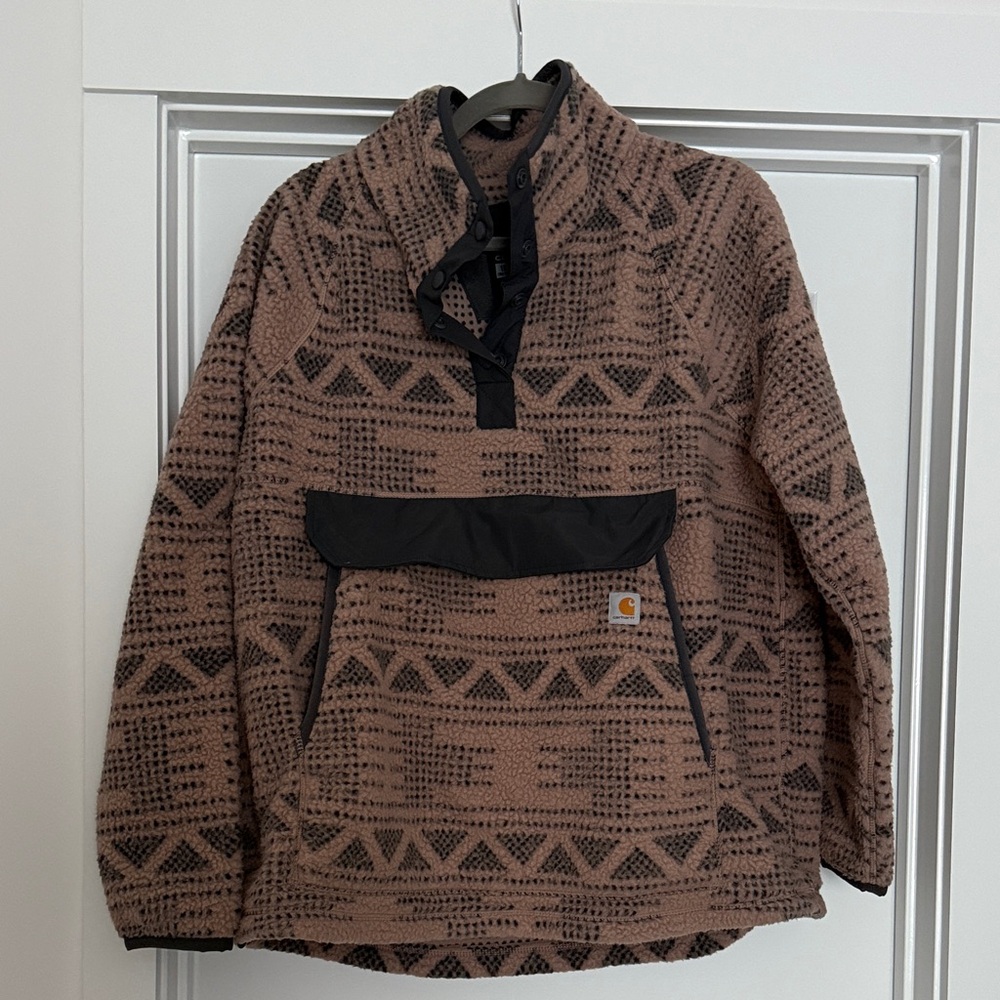 Carhartt womans mauve pink and and grey snap fleece